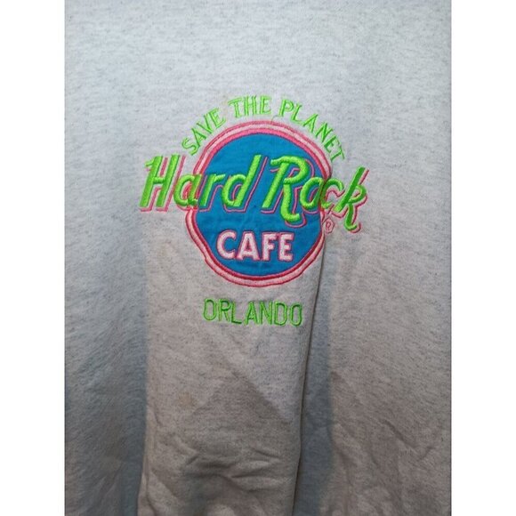 Vintage Santee Hard Rock Cafe Orlando Neon 90s Embroidered Sweatshirt Size Med - Picture 3 of 7